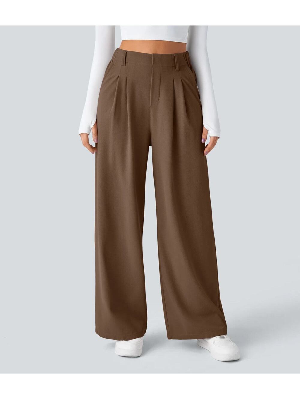 HALARA High Waisted Pocket Wide Leg Waffle Work Pants- XL Tall
